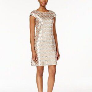 Vince Camuto Cap Sleeve Sequined Sheath Dress